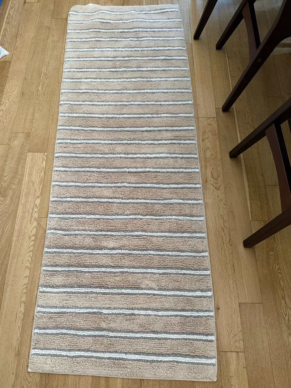 House of noa Neutral Beige Striped Bath Runner - Plush Home Bath Mat